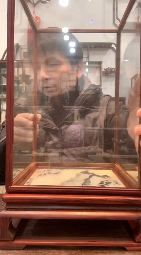 【闪购商品】花梨木类木艺大理石玻璃罩403