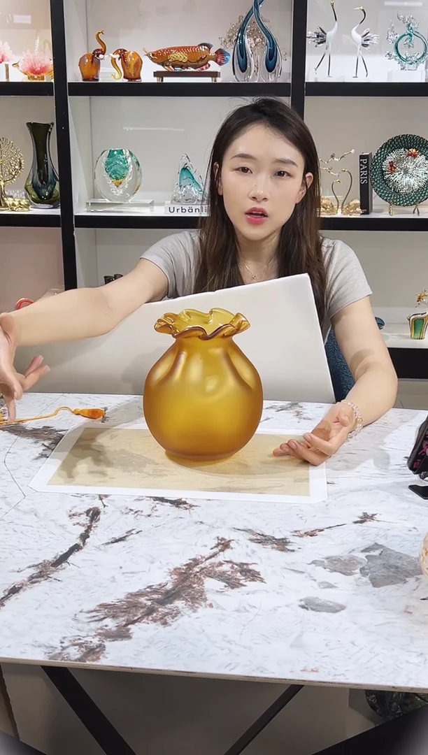 琉璃琥珀金钱袋花瓶