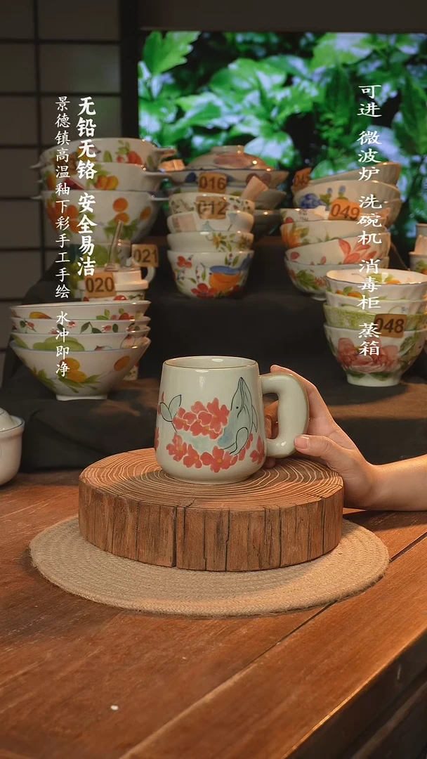 瓷景德镇高温瓷釉下彩手绘陶瓷