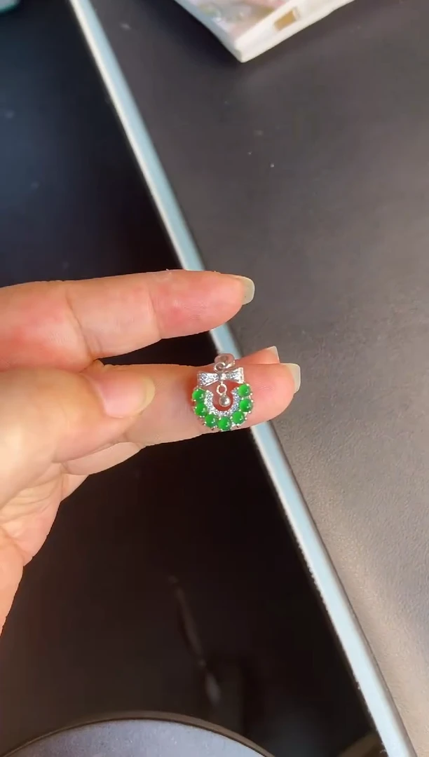 吊坠(不含链)银S925镶嵌翡翠11