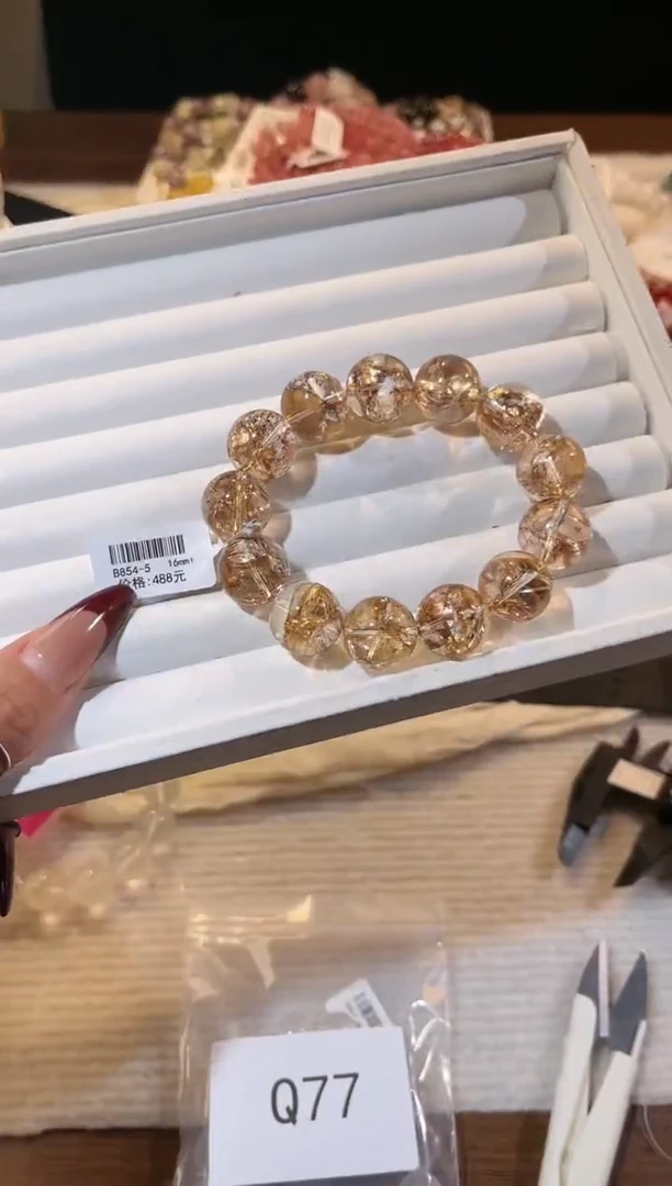 合成欧泊未镶嵌手串多样性发一Q78金箔16mm