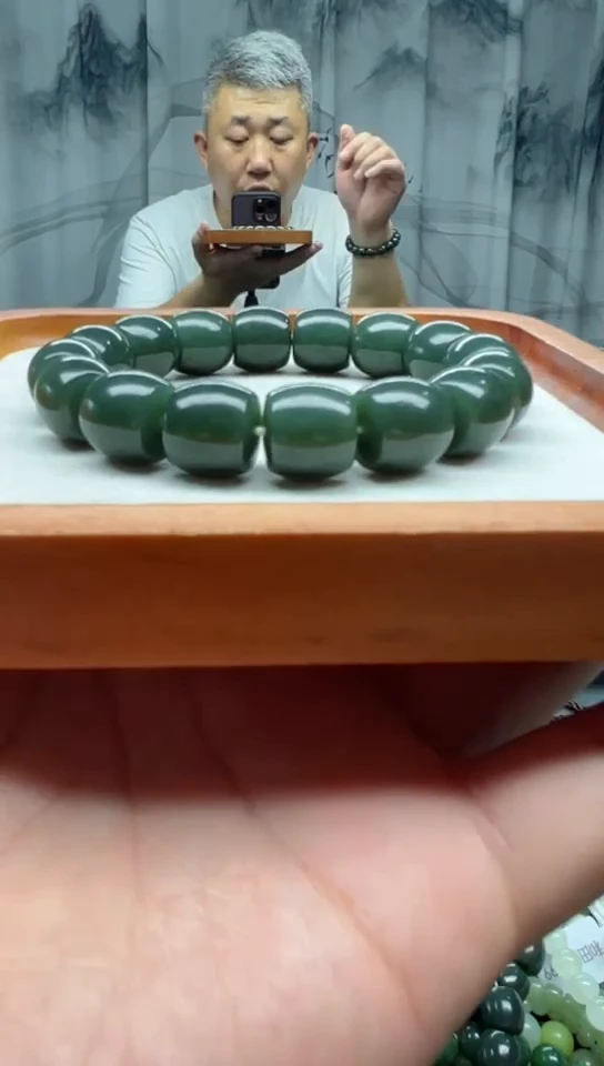 未镶嵌手链和田玉且末蓝直切卡14纯天然拍一发一