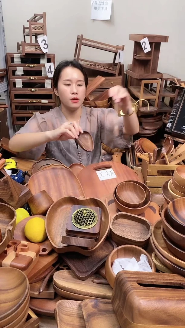 北美黑胡桃木小圆瓜茶则茶拨套装