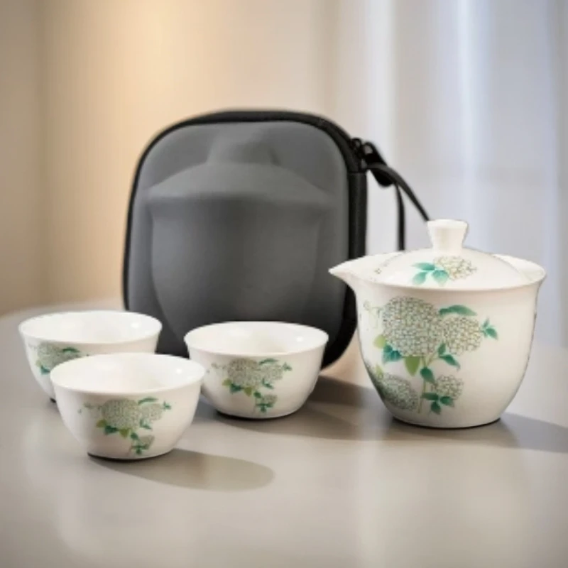 KK0246绣球花一壶三杯旅行茶具