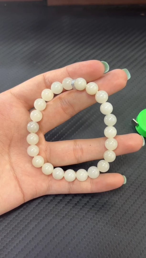 手串未镶嵌和田玉且末微色差米达卡8手串m