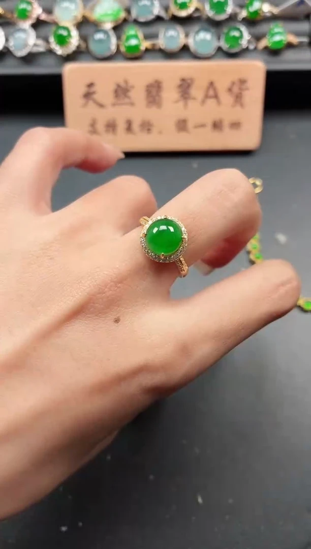 银S925镶嵌戒指翡翠111