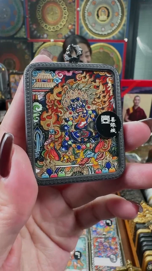 吊坠壹善缘城手绘唐卡黑C
