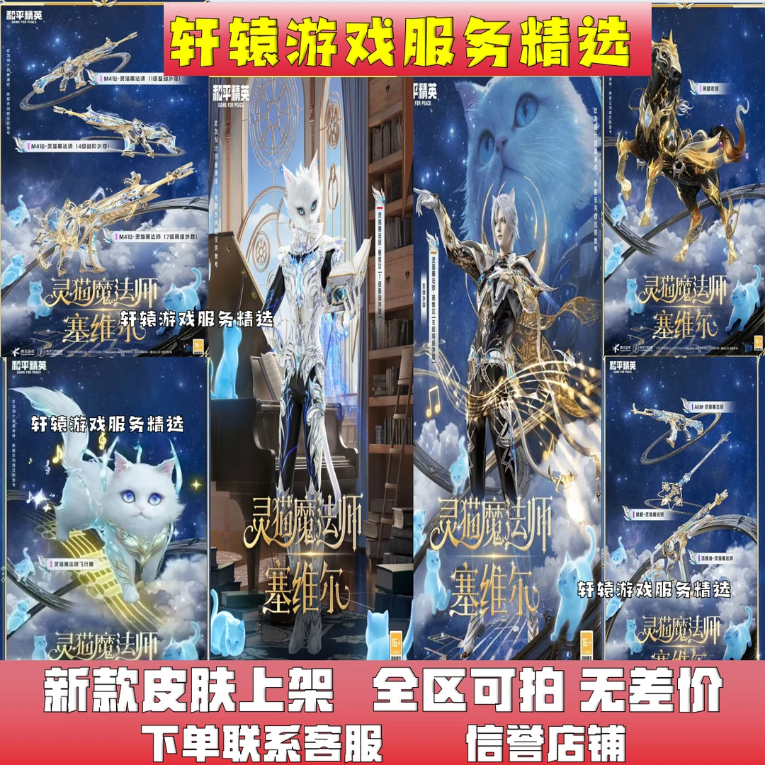 和平精英最新神装【灵猫魔法师】系列角色黑曜夜骑马皮肤M416升级枪