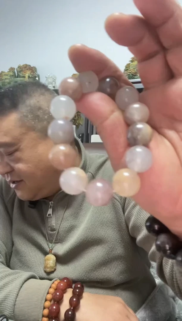 未镶嵌手串石英质玉金丝玉紫罗兰卡16mm手串