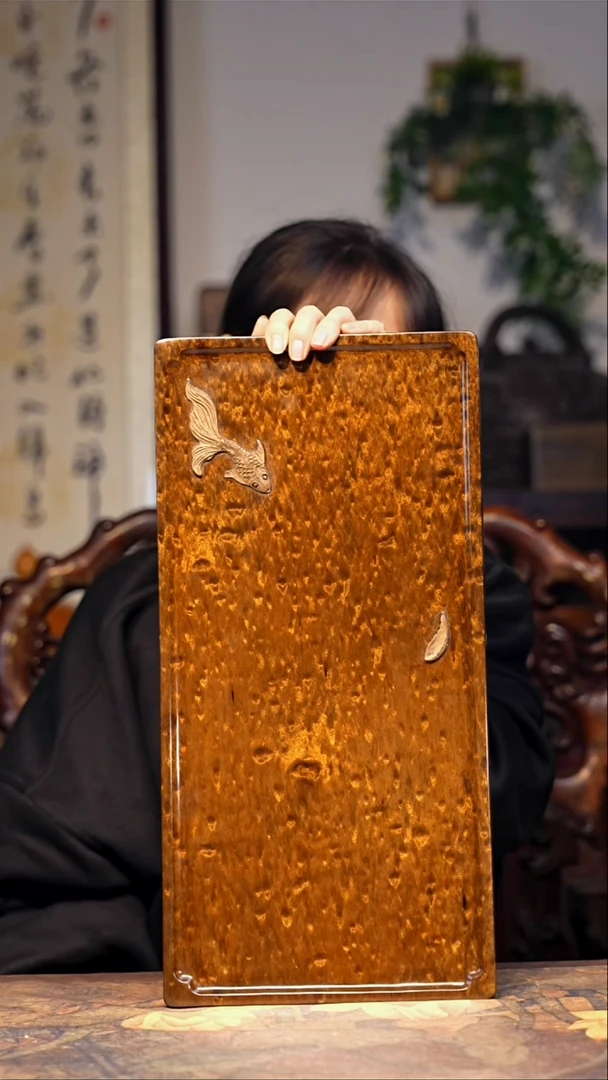 金丝楠【49】可改干/湿泡款 精品满花 一木整雕 纯干金丝楠茶盘