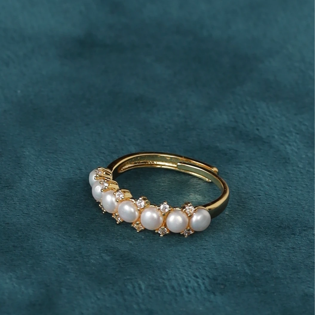 淡水珍珠7口戒指