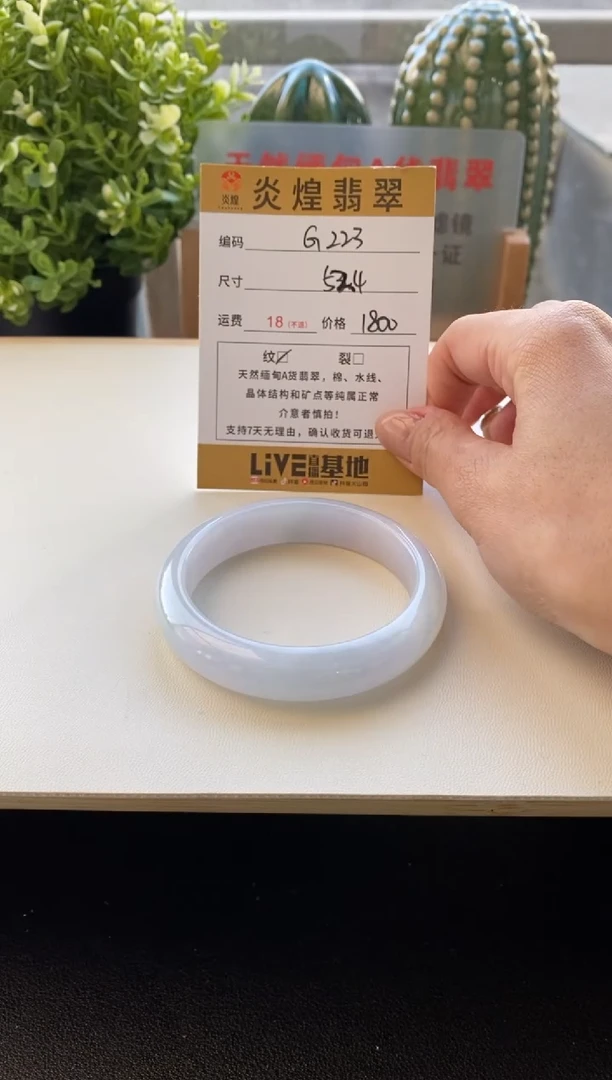未镶嵌手镯翡翠圈口52.5编码g223