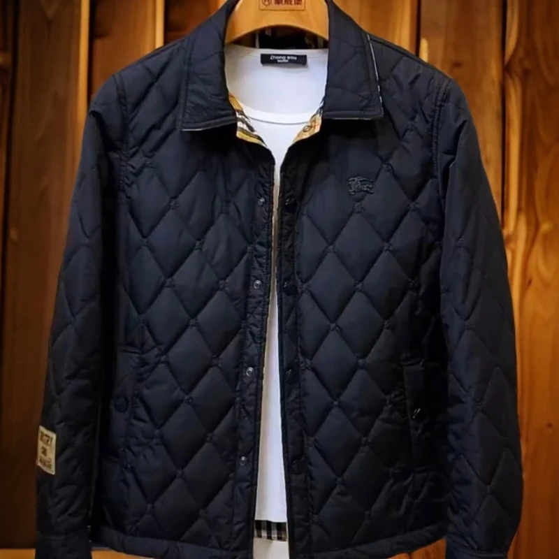 居幻潮牌网红格子爆款外套男潮流薄棉服潮男装秋冬薄款棉衣男修身