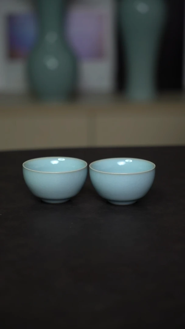 杯子瓷天青釉禅道杯买一送一