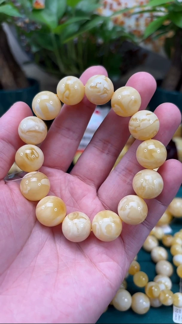 手链蜜蜡未镶嵌p101收藏臻品白蜡单圈 29.93克 15mm