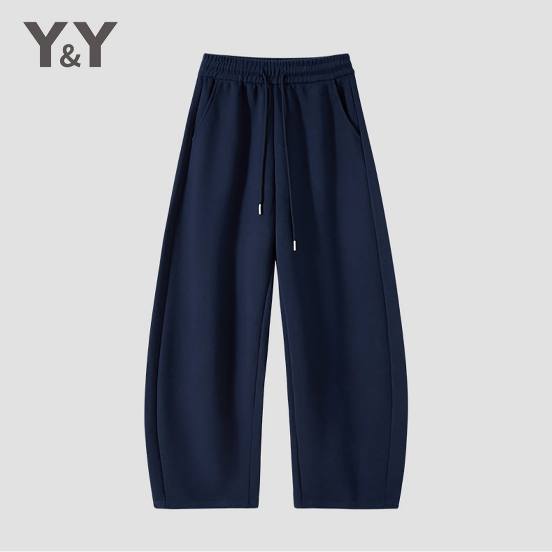 YY茵跃 抽绳弯刀卫裤女秋季垂感高腰慵懒风宽松运动裤休闲阔腿裤