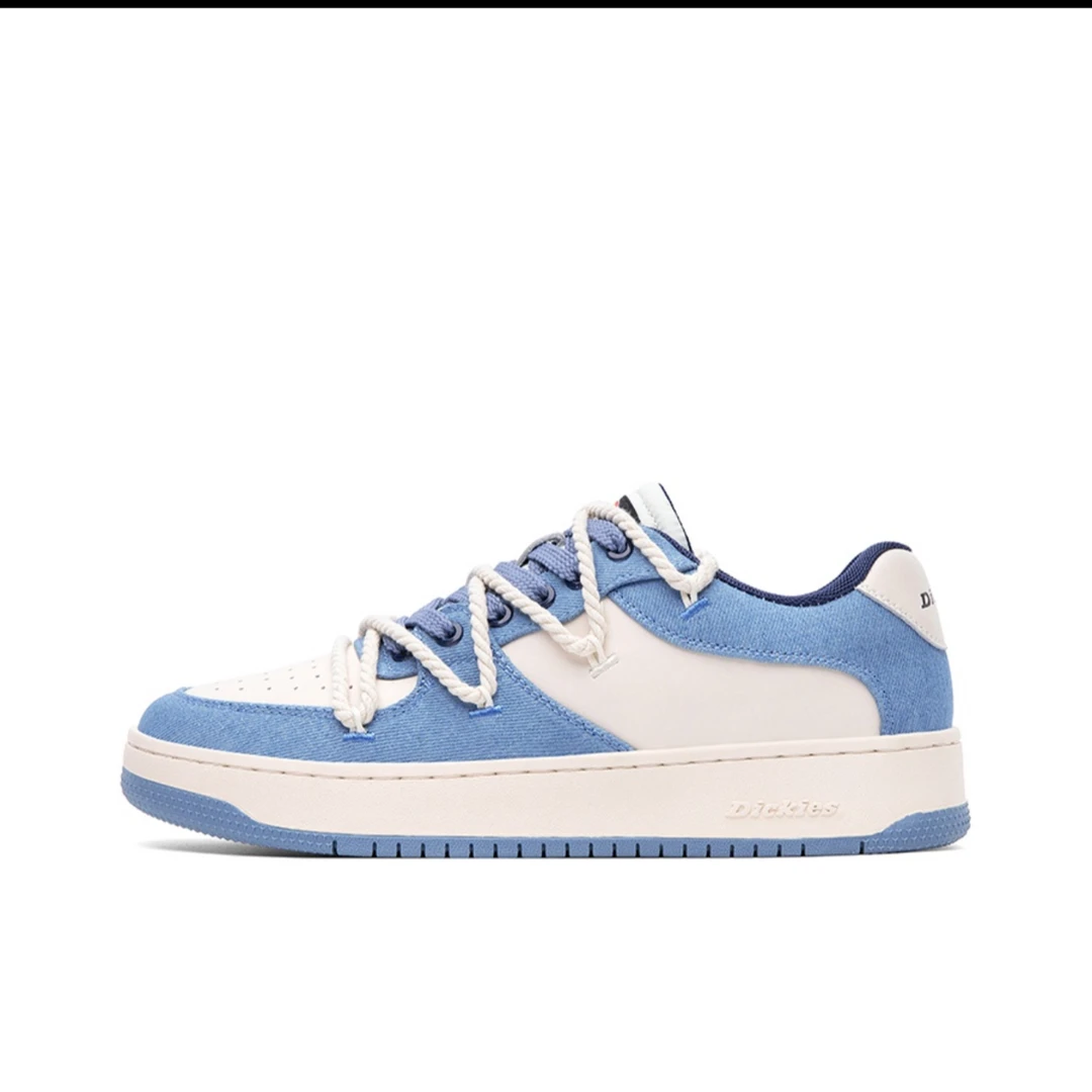 Dickies男款拼接系列复古牛仔休闲男款板鞋232M50LXS31A-白蓝色
