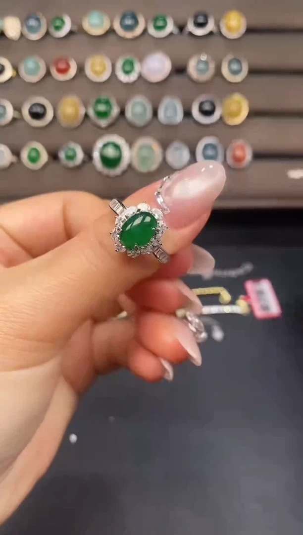 银S925镶嵌戒指翡翠73738