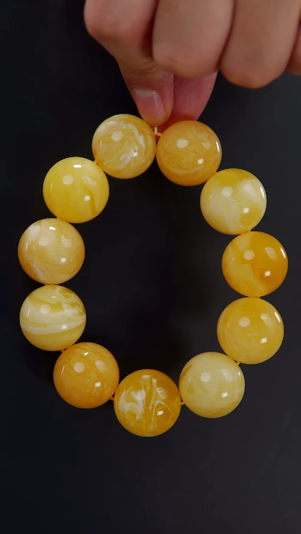 【闪购商品】蜜蜡手串未镶嵌焦皮料多宝圆珠手串80.36