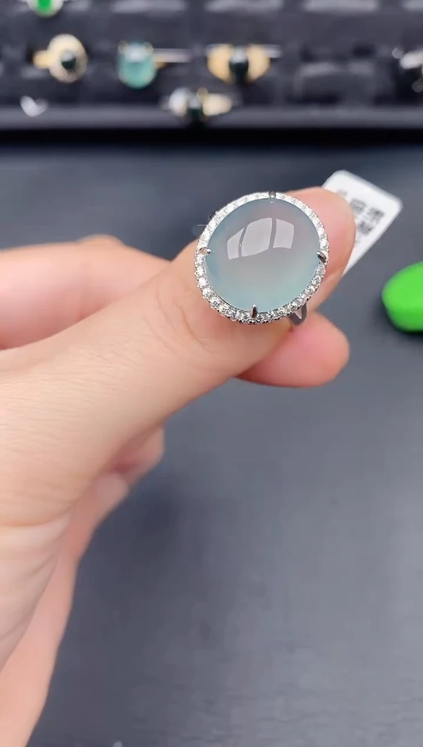 银S925镶嵌戒指翡翠天然a货翡翠187