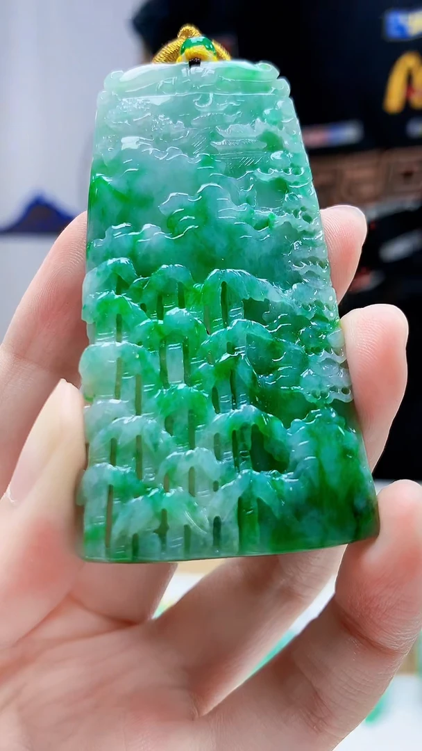 未镶嵌定制翡翠4688zm-毛货挂件山水98