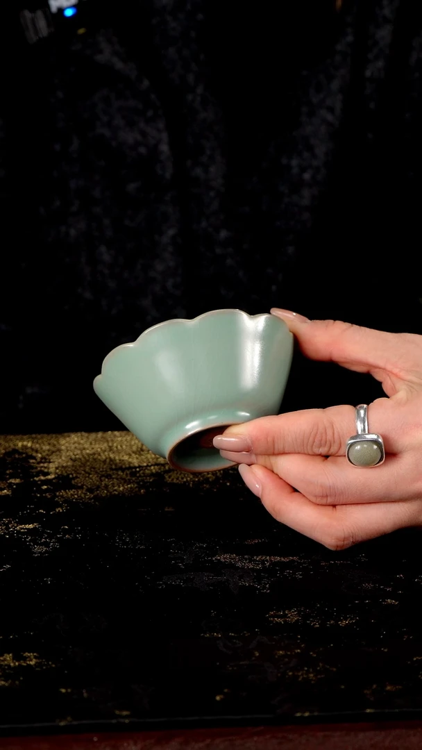 杯花口杯100cc匠工款君绿釉