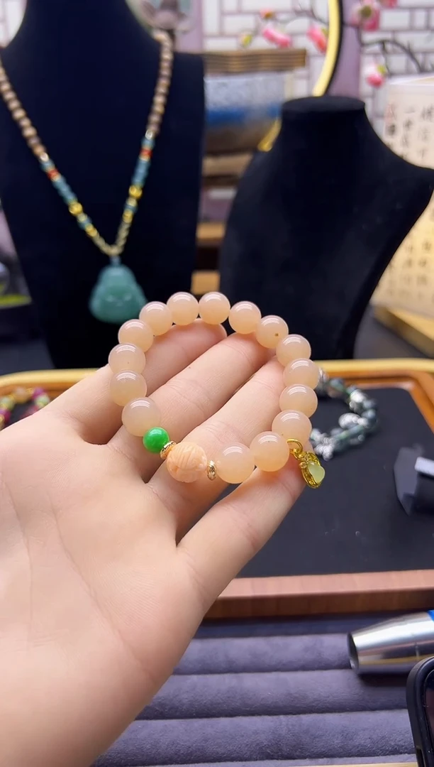 【闪购商品】和田玉手链14K金镶嵌S285