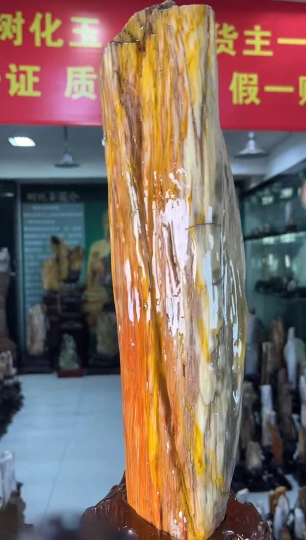 缅甸天然树化玉摆件