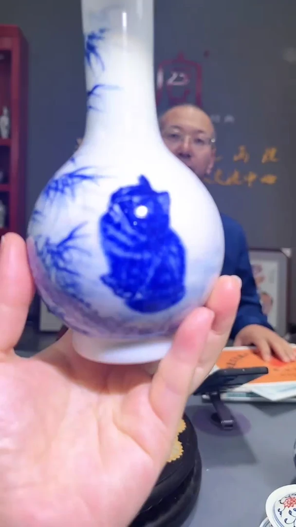 【闪购商品】官窑瓷画院718官窑瓷画院猫咪赏瓶