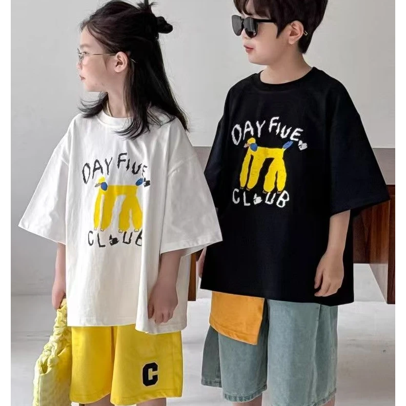 503072男童T恤2025新款短袖圆领潮酷洋气上衣男女宝同款韩版半袖