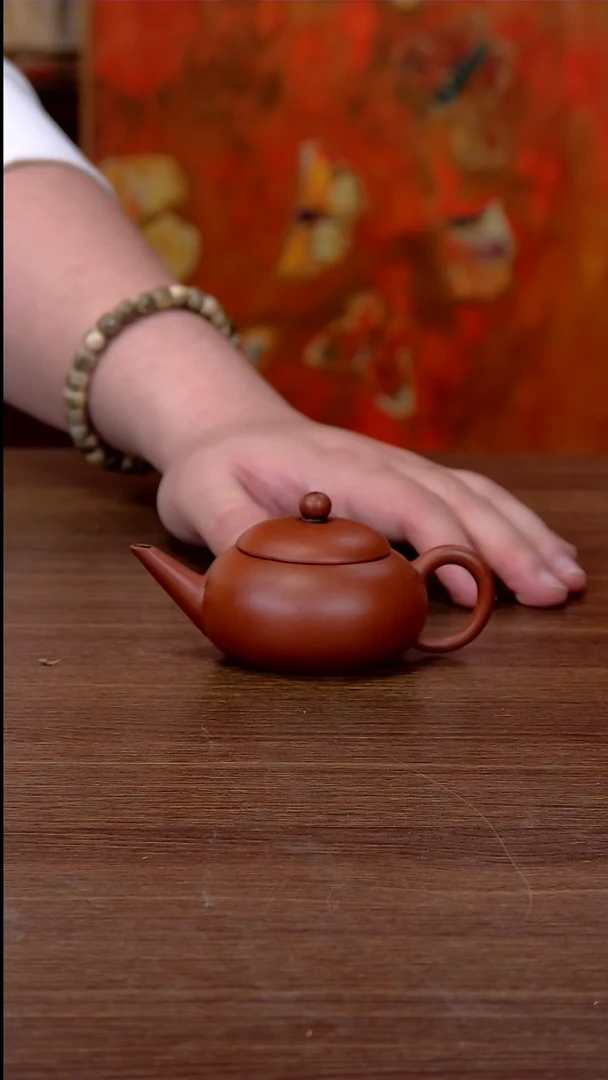 【闪购商品】紫砂茶壶扁水平朱泥90cc.7号