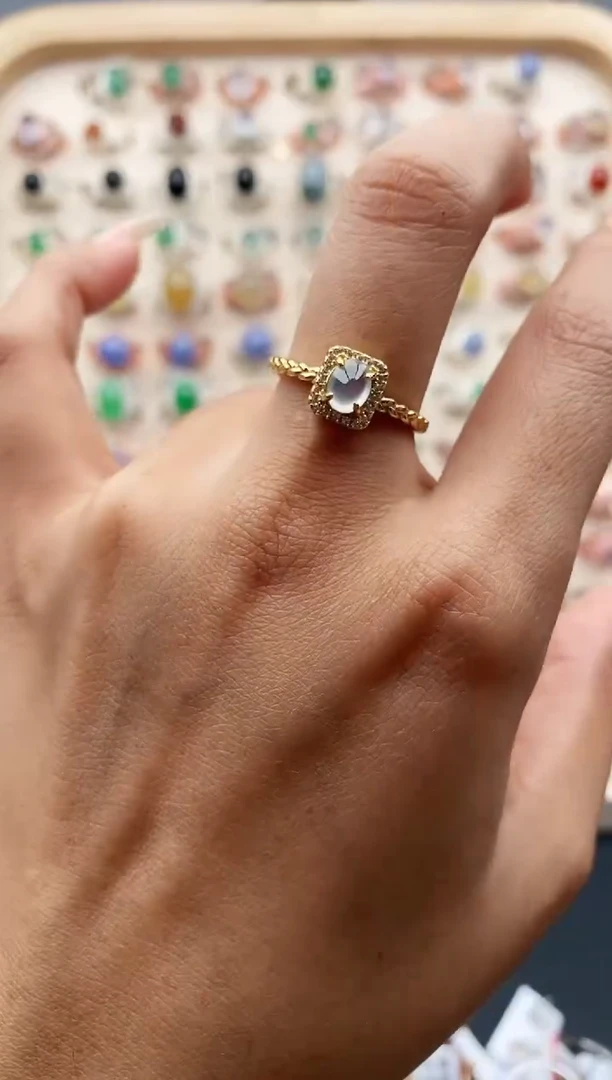 【闪购商品】翡翠戒指银S925镶嵌缅甸天然A货翡翠111  10+1