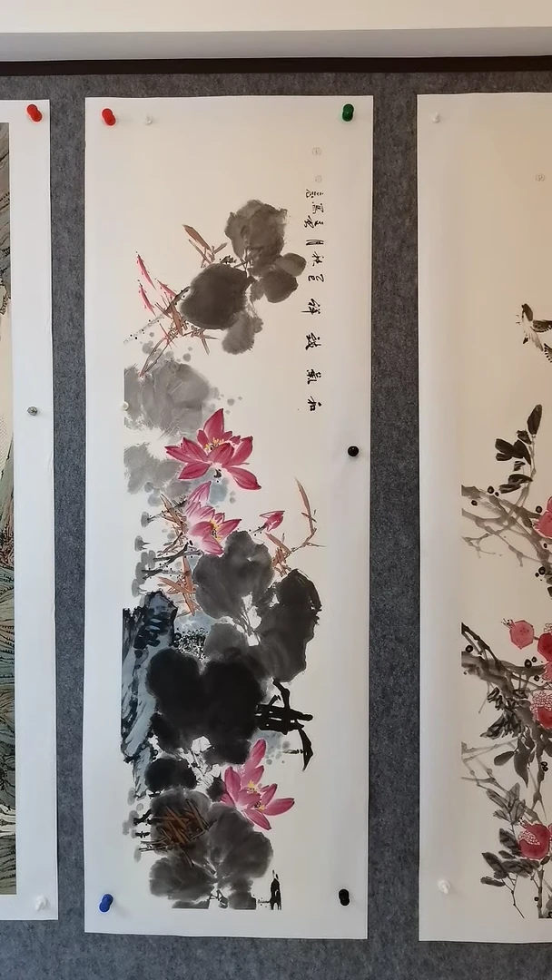和气致祥荷花图主播纯手绘国画180*50cm