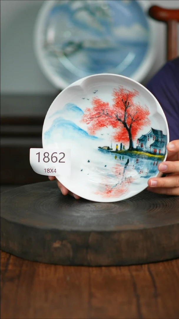 盘手绘釉下彩陶瓷餐具1862