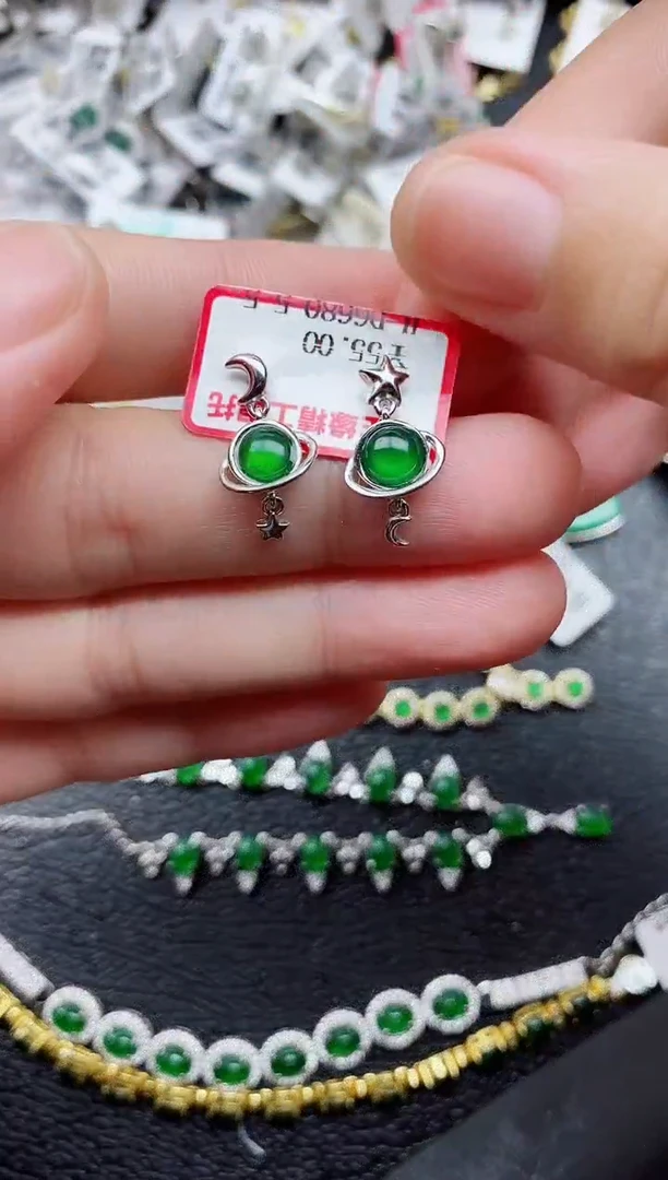 银S925镶嵌戒指翡翠1