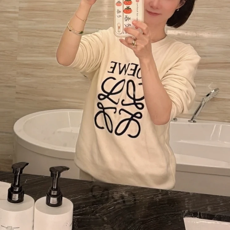 未使用 LOEWE/罗意威  LOGO微标圆领长袖卫衣 白色/M