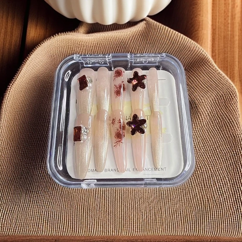 美甲网红爆款纯手工新款珍珠穿戴饰品成品甲片手工展示指甲贴片