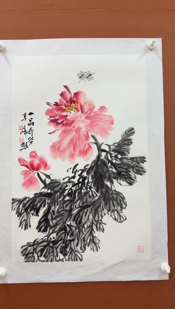 国画李文峰四尺三开花鸟
