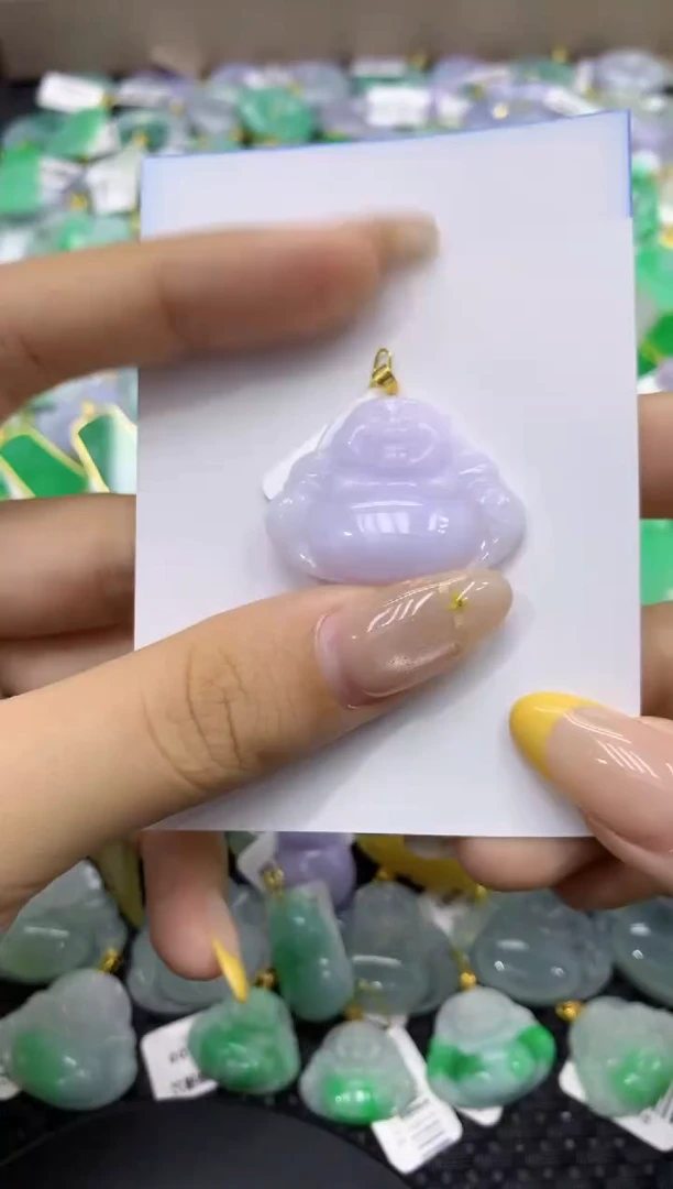 颈饰18K金镶嵌翡翠天然缅甸翡翠A货