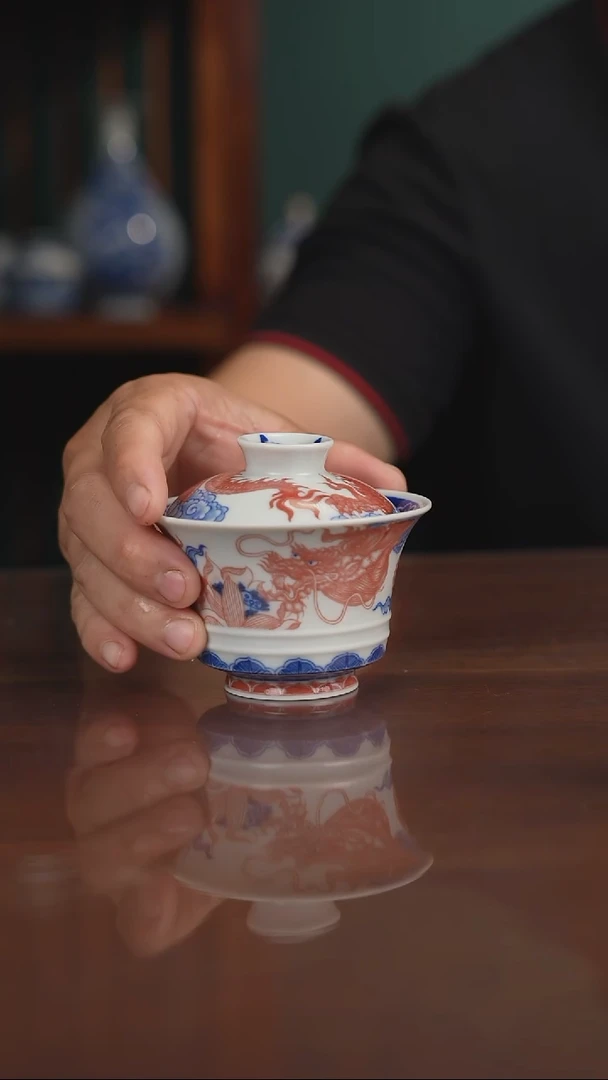 自成柴窑青花釉里红