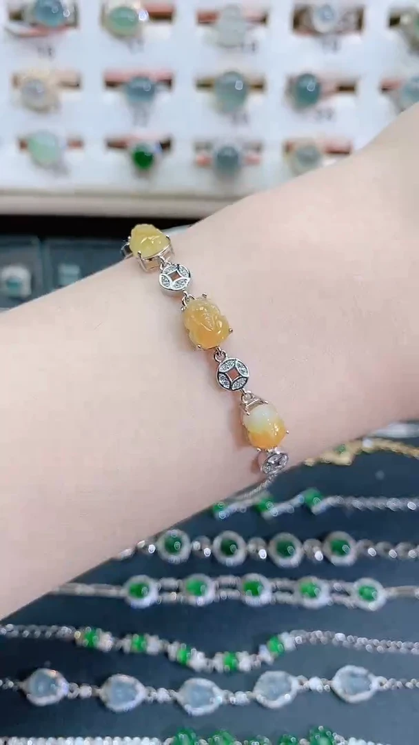 银S925镶嵌手链翡翠天然翡翠