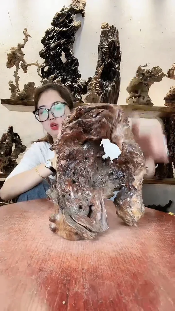 【闪购商品】木黄荆随型风化镂空底座摆件无漆无蜡