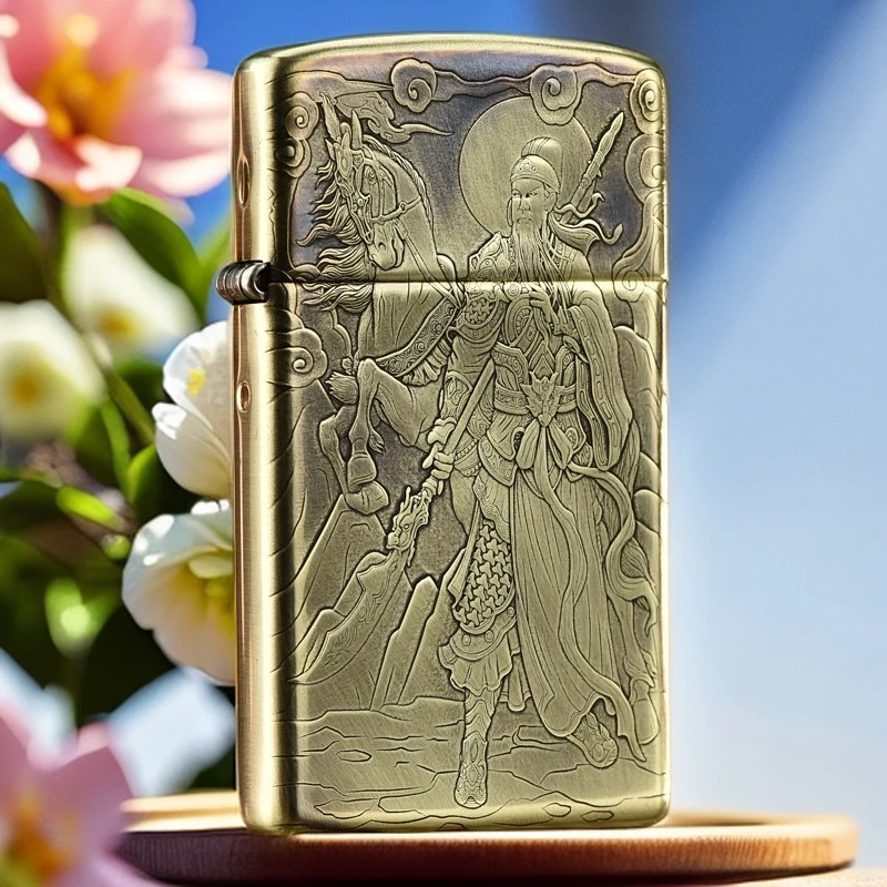 【老李推荐】zippo打火机关公关云长黄铜纤巧窄机DYJ1