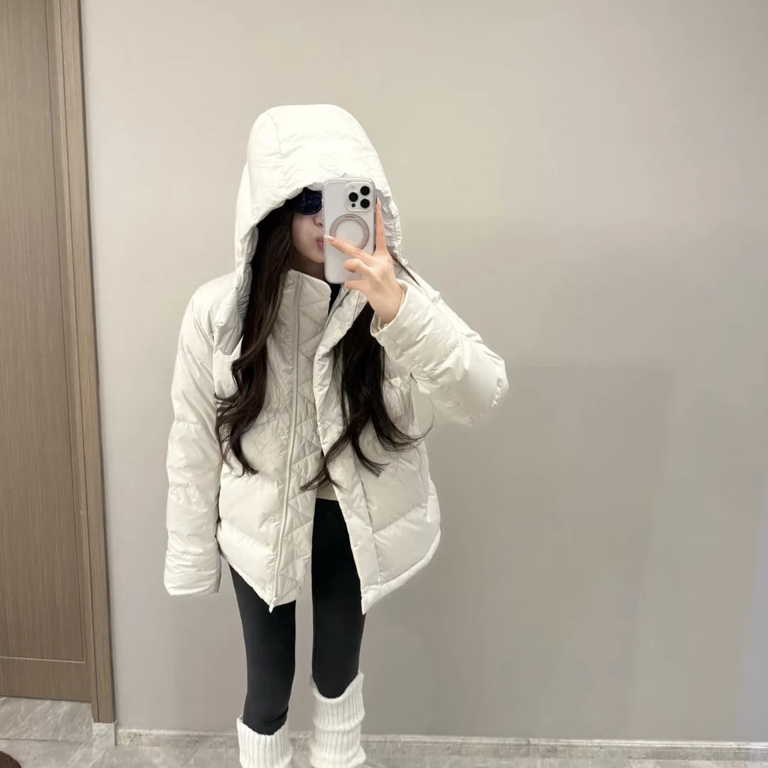 五格羽绒服外套百搭仙女低保和色气质立领连帽羽绒服