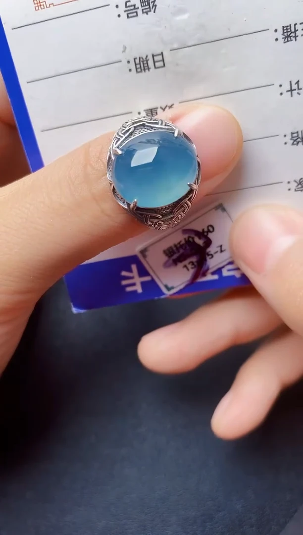 翡翠戒指银S925镶嵌22222222