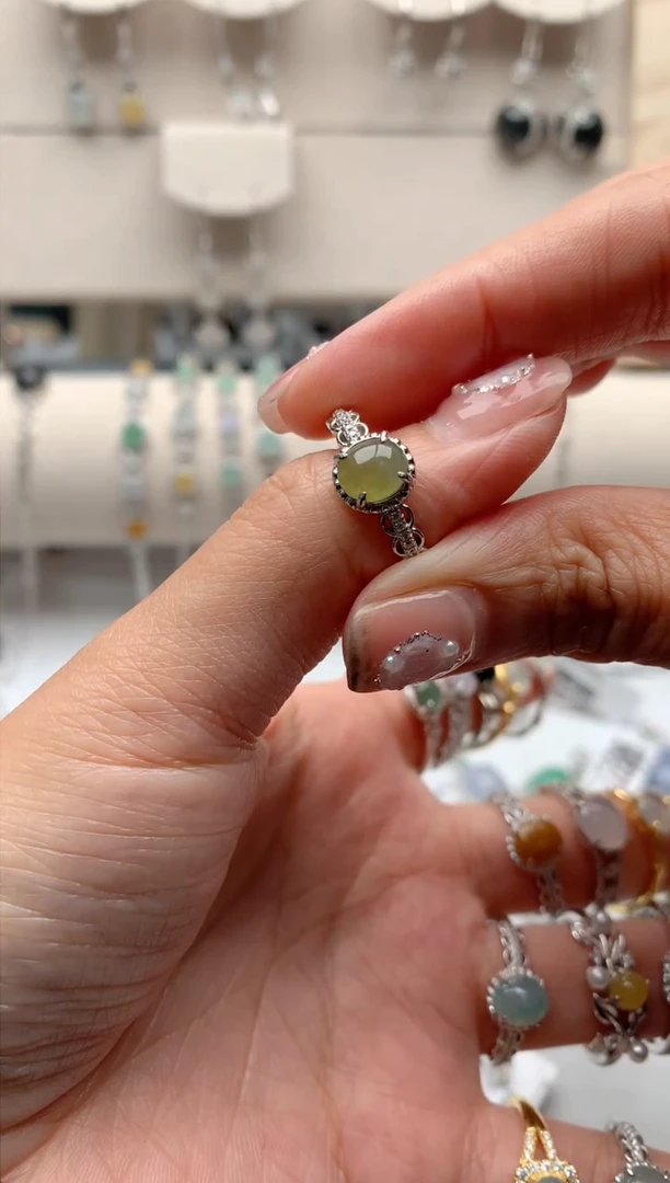 【闪购商品】翡翠戒指银S925镶嵌3号