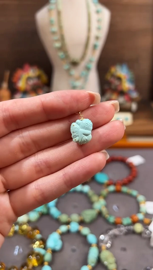 18K金镶嵌绿松石提溜绿松石提溜