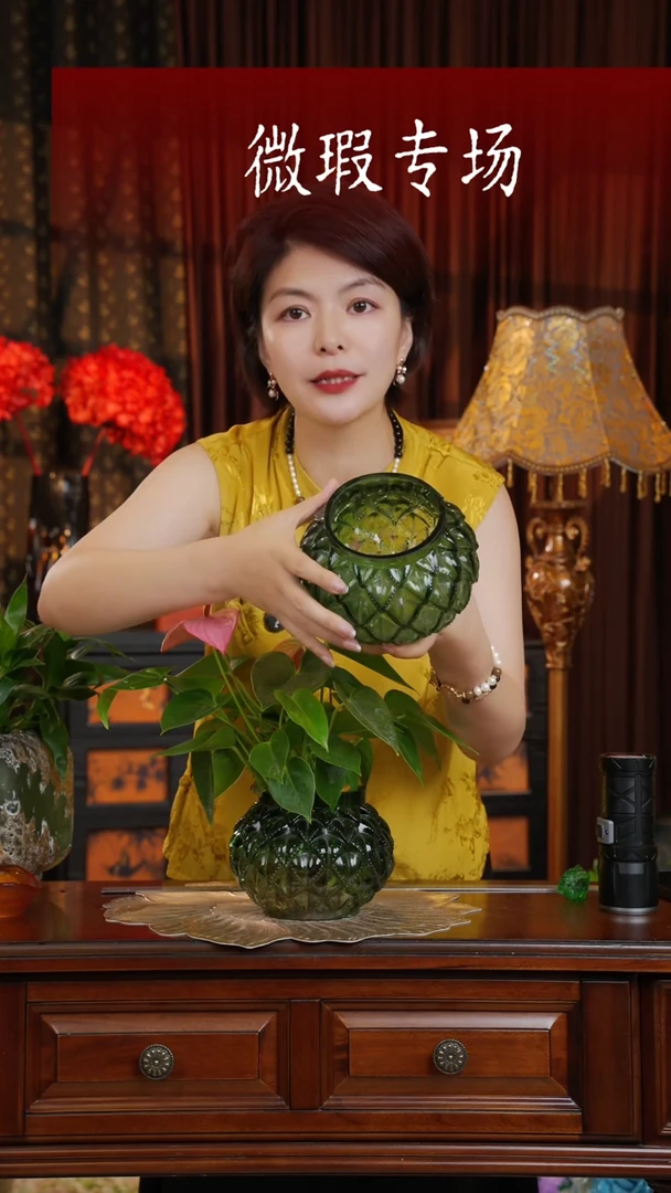 手工艺品琉璃琉璃套盆--微瑕