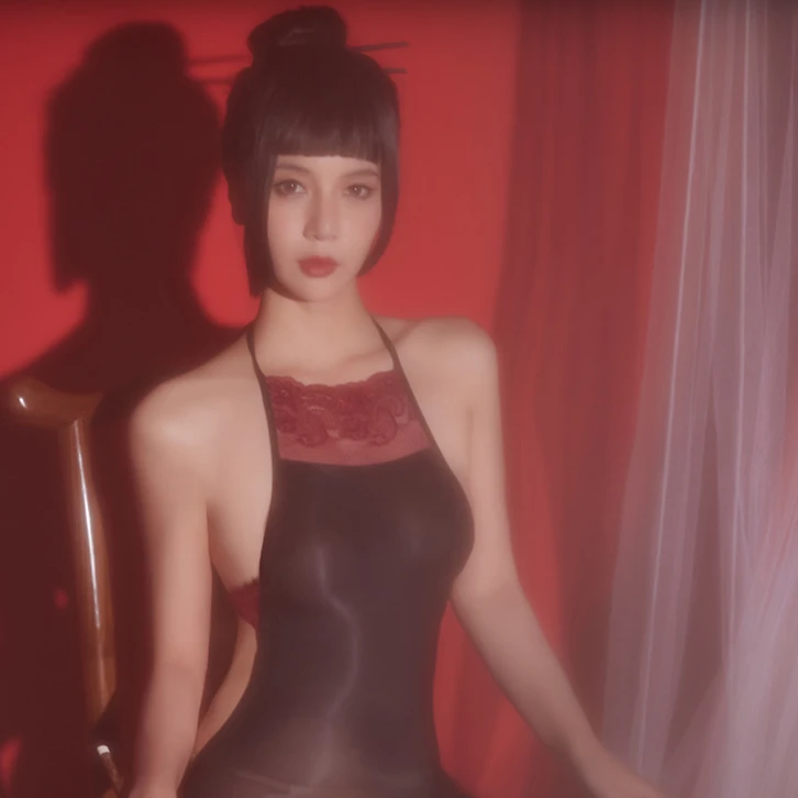 肚dou露背油光连体衣薄内衣诱惑性感马油连身丝袜吊带