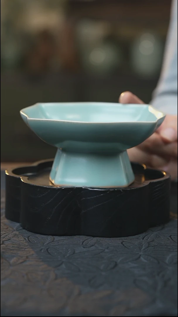 汝瓷 （拾汝）（天青）高足盘